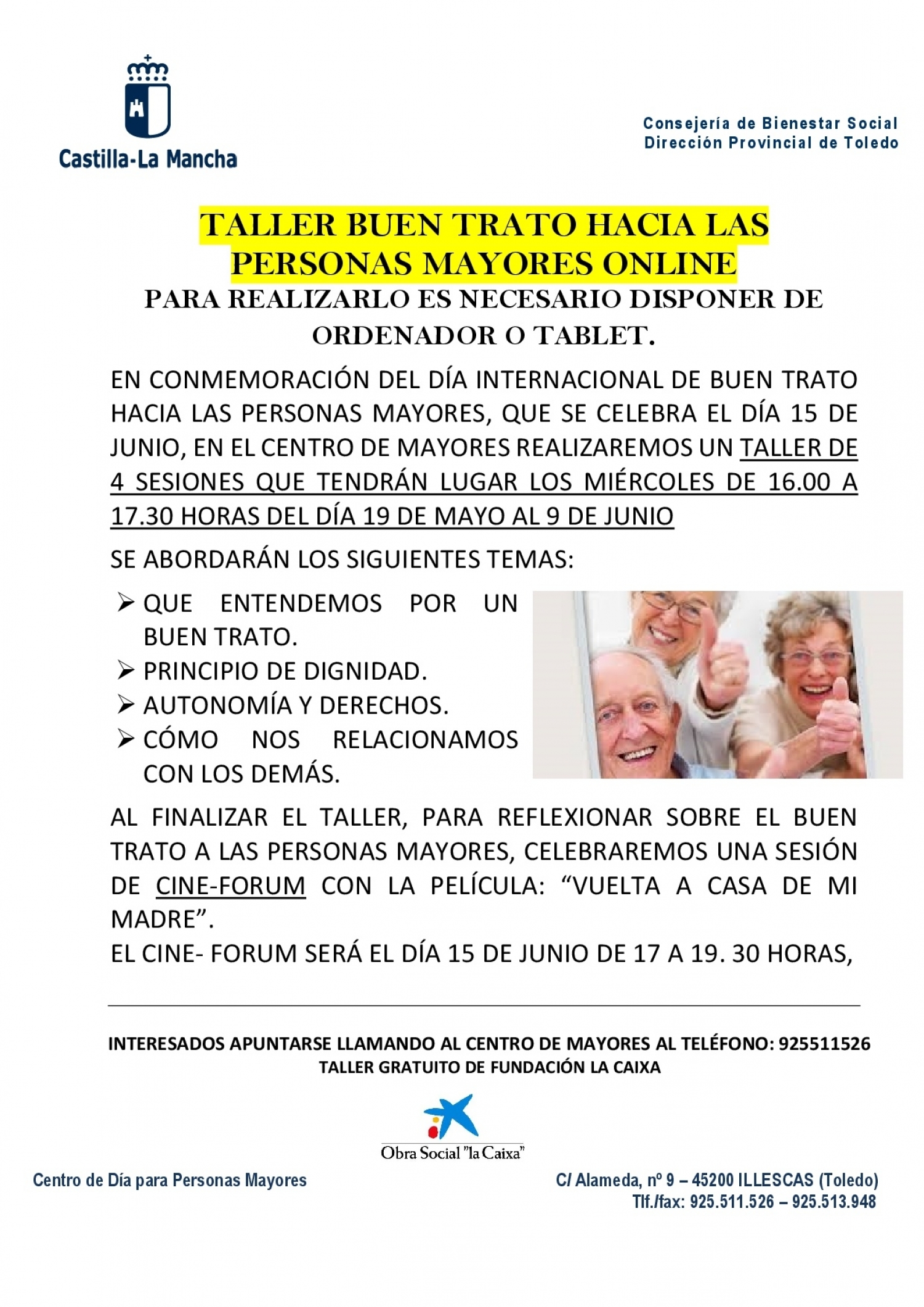 TALLER  BUEN TRATO HACIA LAS PERSONAS MAYORES online - Red de Centros de  Mayores de Castilla-La Mancha